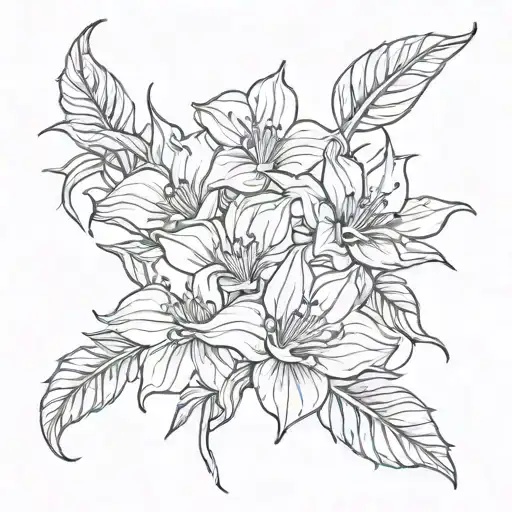 moonflower vine thin long tattoo design idea