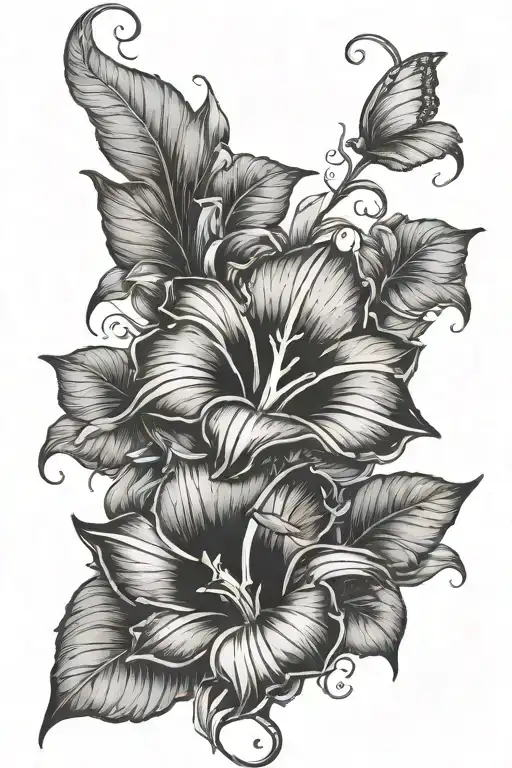 feminine inner demons morning glory tattoo design idea