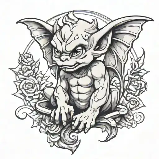cute baby gargoyle tattoo design idea