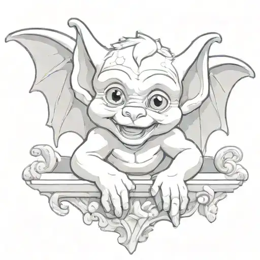 cute baby gargoyle tattoo design idea