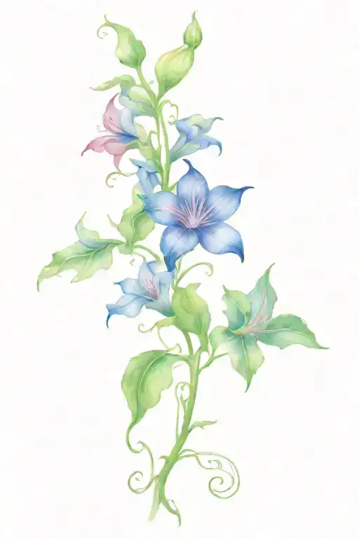 long moonflower vine tattoo design idea
