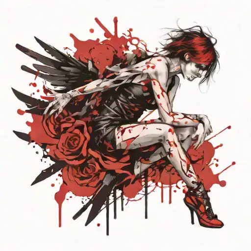 feminine broken angel tattoo design idea