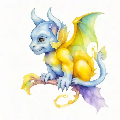 cute baby gargoyle tattoo design idea