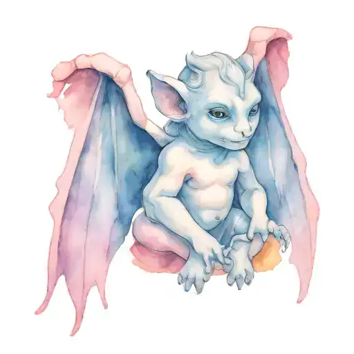 cute baby gargoyle tattoo design idea