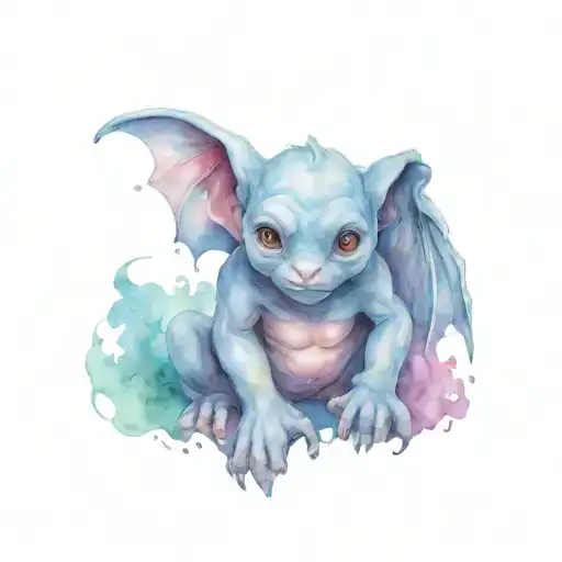 cute baby gargoyle tattoo design idea