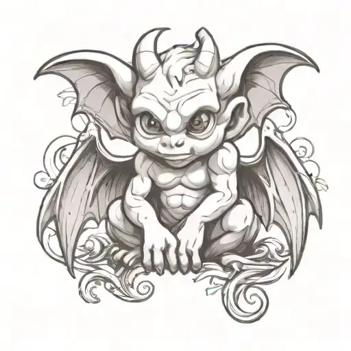 cute baby gargoyle tattoo design idea