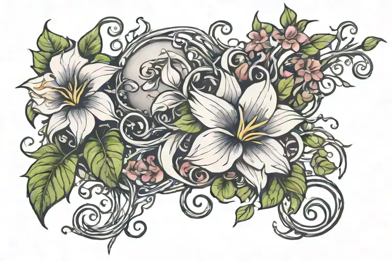 moonflower vine tattoo design idea