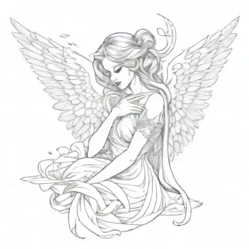 feminine broken angel tattoo design idea