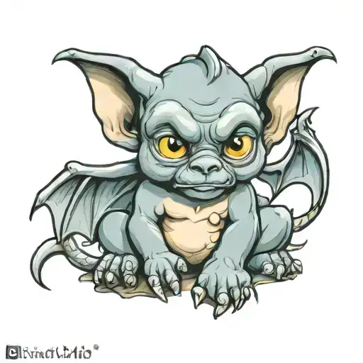 cute baby gargoyle tattoo design idea