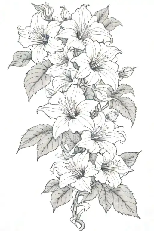 long moonflower vine tattoo design idea