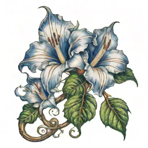 moonflower vine trumpet  tattoo design idea