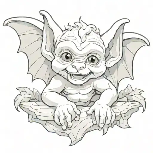 cute baby gargoyle tattoo design idea