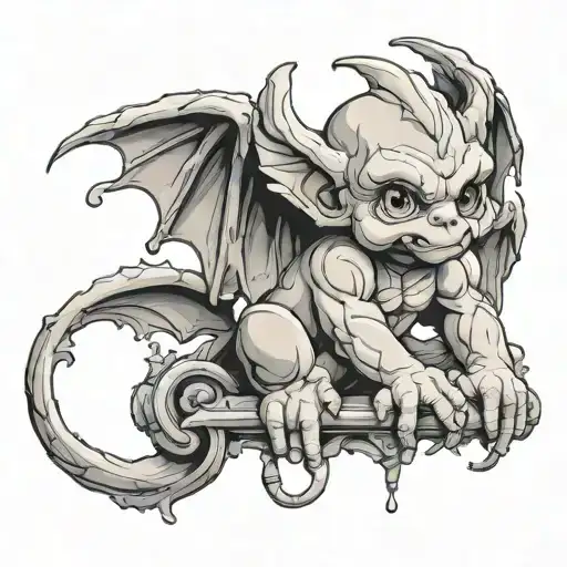 cute baby gargoyle tattoo design idea