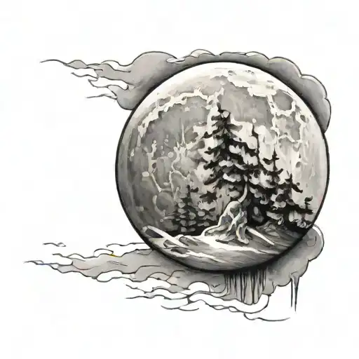 full moon tattoo design idea
