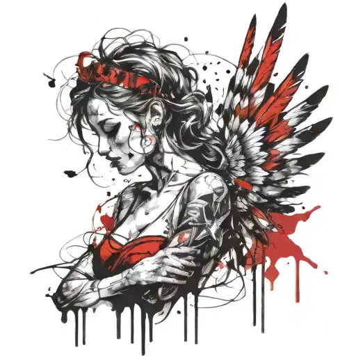 feminine broken angel tattoo design idea