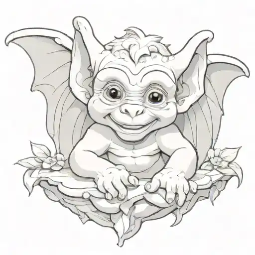 cute baby gargoyle tattoo design idea