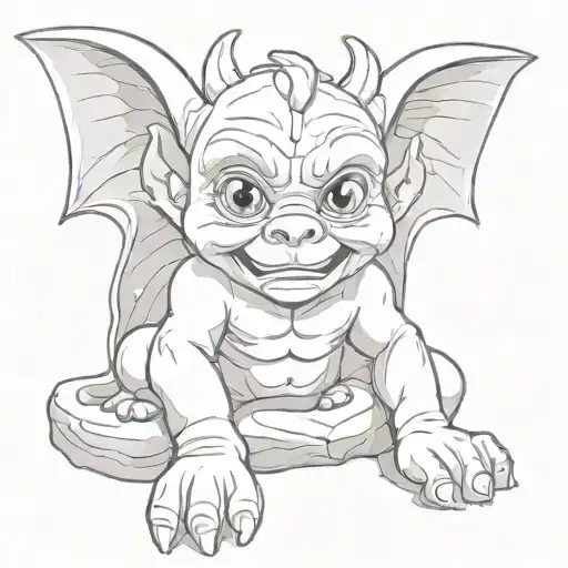 cute baby gargoyle tattoo design idea