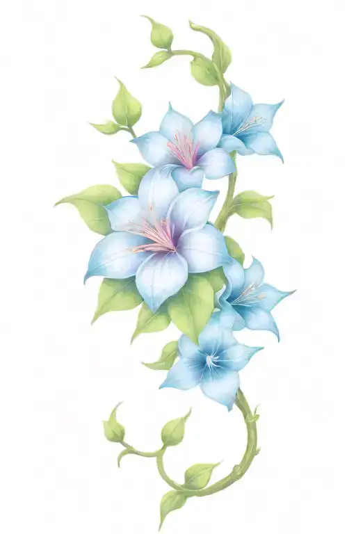 long thin moonflower vine tattoo design idea