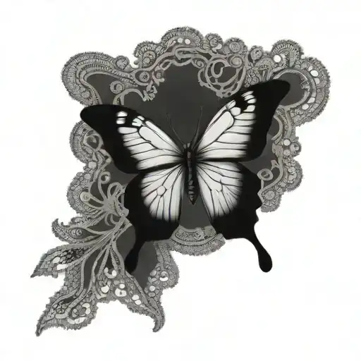butterfly in lace tattoo design idea