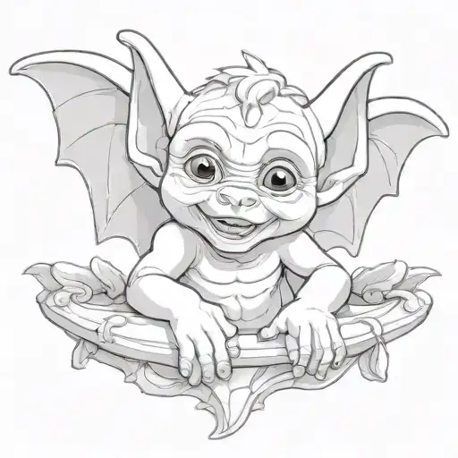 cute baby gargoyle tattoo design idea