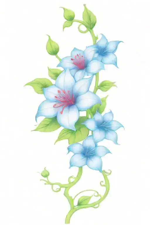 long thin moonflower vine tattoo design idea