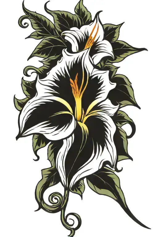 long moonflower vine tattoo design idea