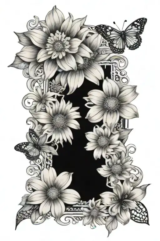 daisies with lace like patterns tattoo design idea