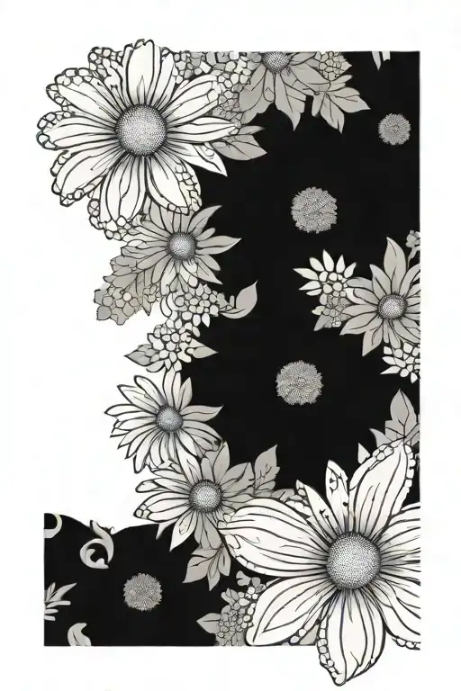daisies with lace like patterns tattoo design idea