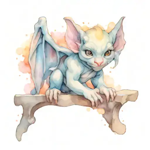 cute baby gargoyle tattoo design idea