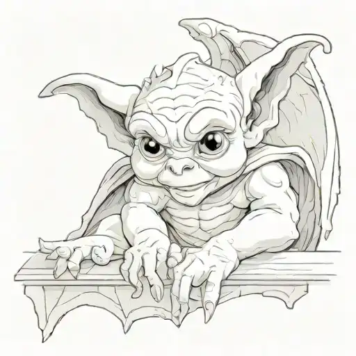 cute baby gargoyle tattoo design idea