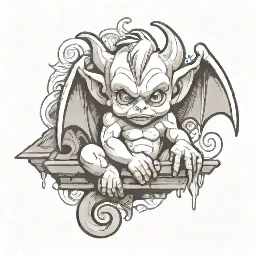 cute baby gargoyle tattoo design idea