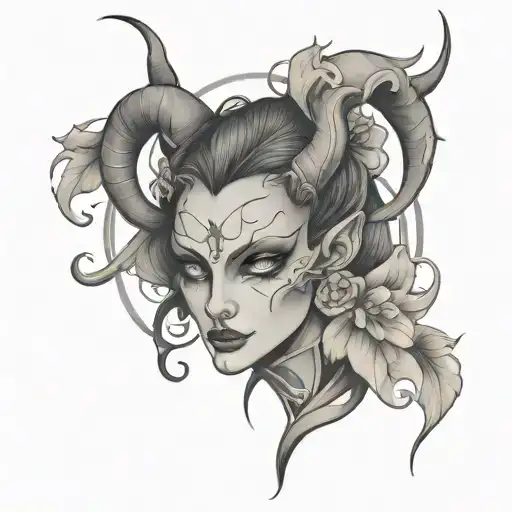 female demon tattoo design idea