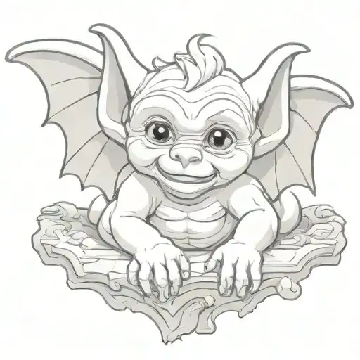 cute baby gargoyle tattoo design idea