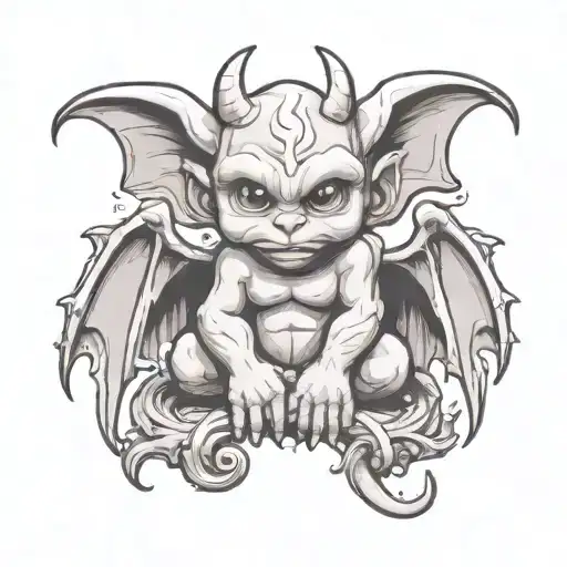 cute baby gargoyle tattoo design idea