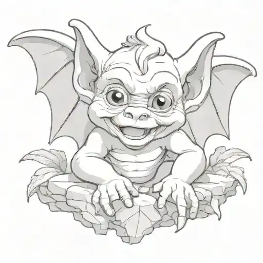 cute baby gargoyle tattoo design idea