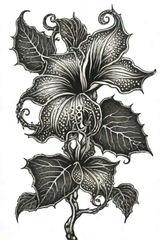 long moonflower vine tattoo design idea