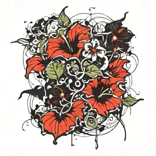 morning glory vine tattoo design idea