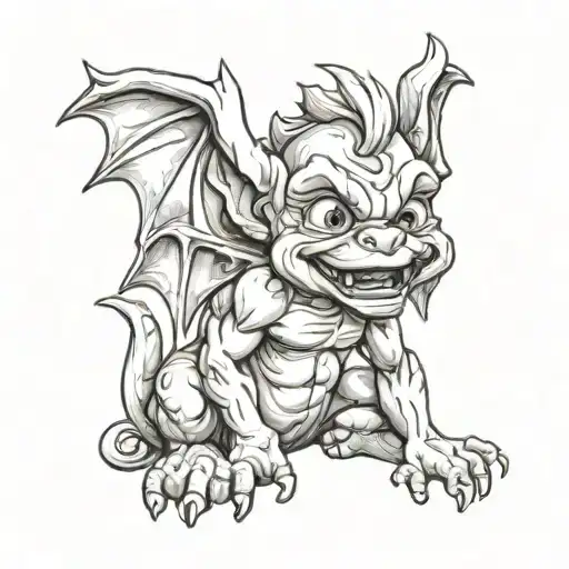 happy baby gargoyle tattoo design idea