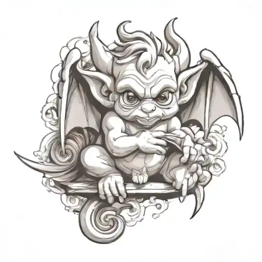 cute baby gargoyle tattoo design idea