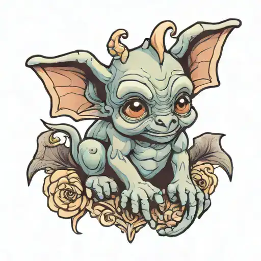 cute baby gargoyle tattoo design idea