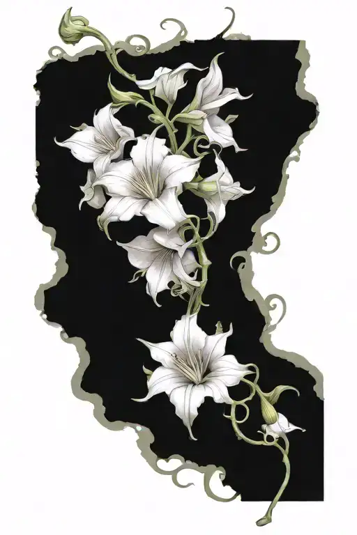 long moonflower vine tattoo design idea