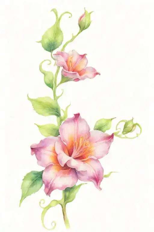 long moonflower vine tattoo design idea