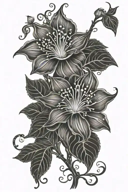 long moonflower vine tattoo design idea