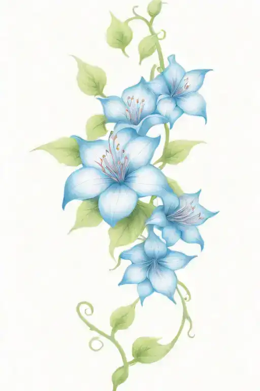 long thin moonflower vine tattoo design idea