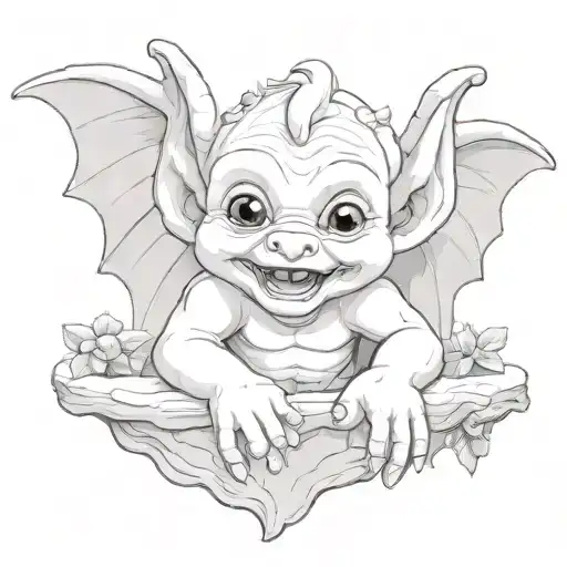 cute baby gargoyle tattoo design idea