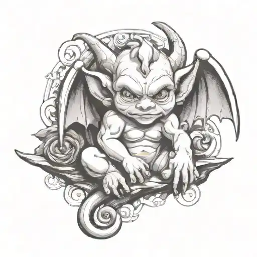 cute baby gargoyle tattoo design idea