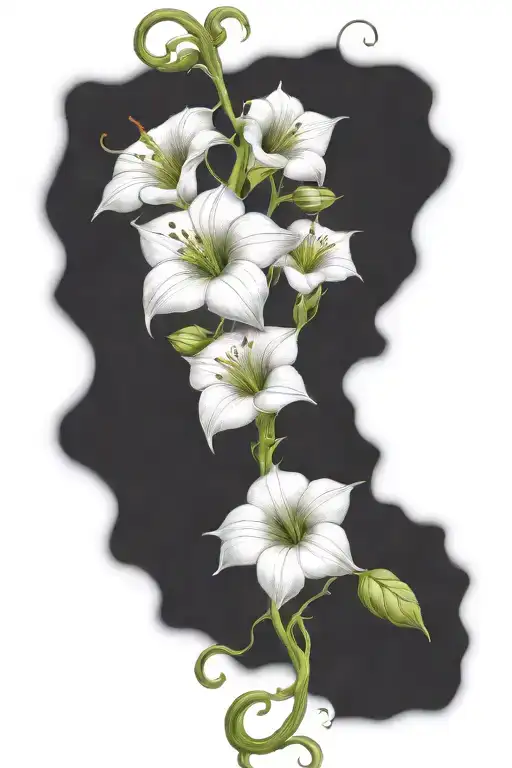 long moonflower vine tattoo design idea