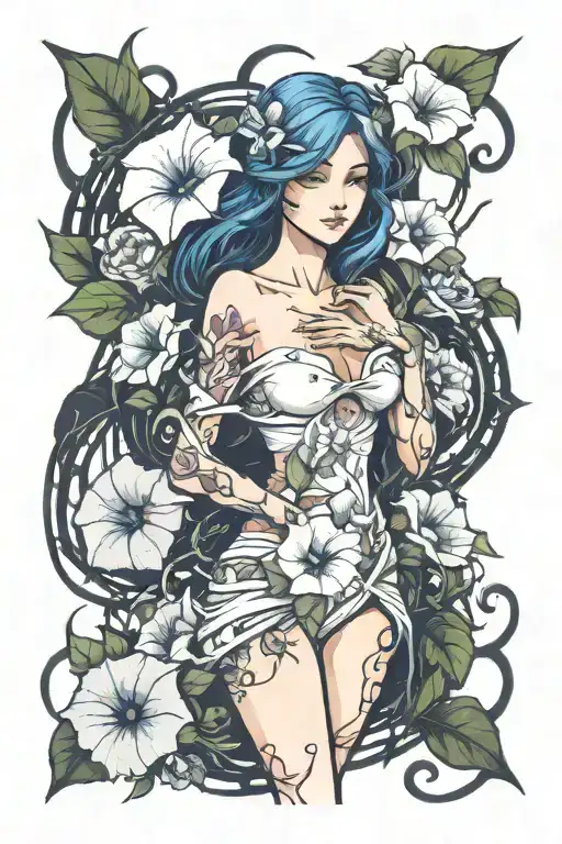 feminine inner demons morning glory  tattoo design idea
