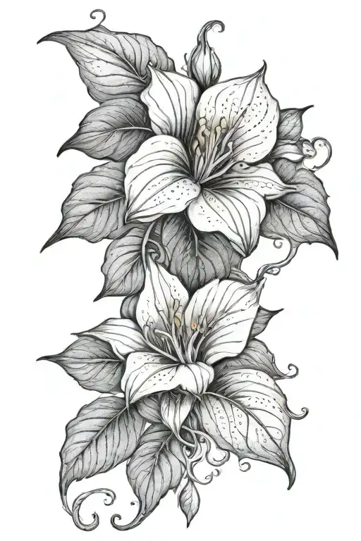 long moonflower vine tattoo design idea