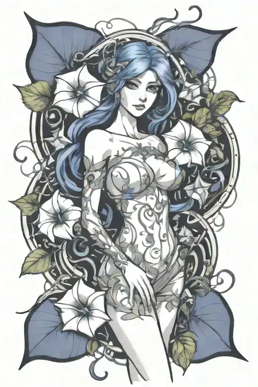 feminine inner demons morning glory  tattoo design idea